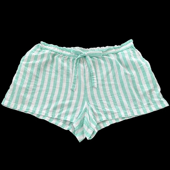 Stoney Clover X Target Plus Size 2X Aqua Striped Shorts Linen Blend Summer White - Picture 2 of 7